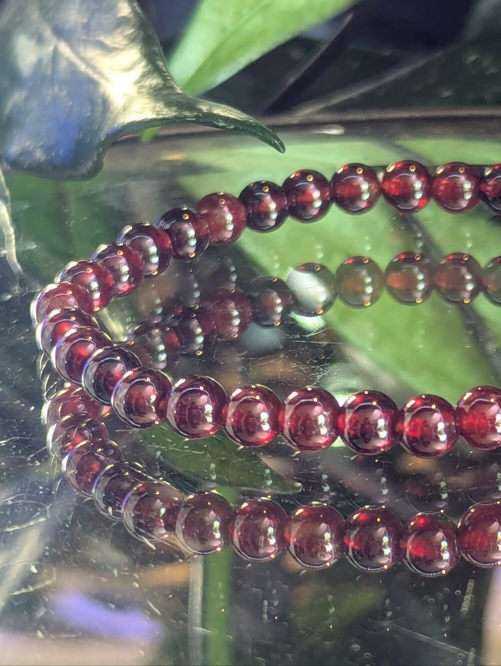 Gemmy Garnet Crystal Beaded Stretch Bracelet Polished Specimen